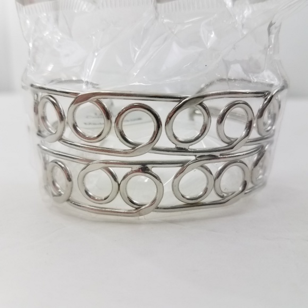 True Bracelet Silver Tone‎ cuff Swirl Wire Wrap Sta